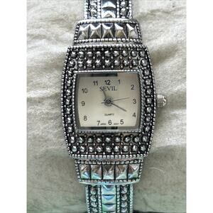 Sevil Silver Tone Women’s Cuff Watch